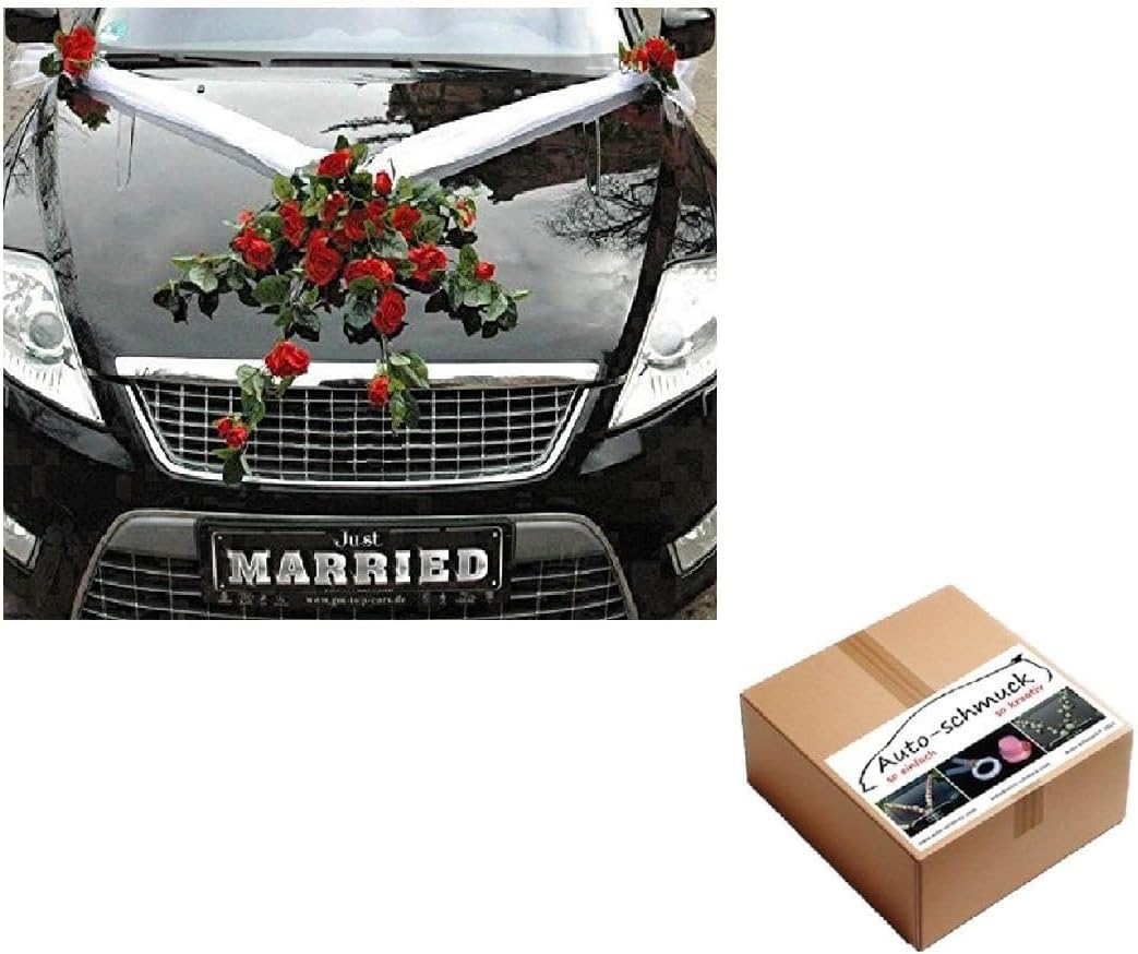 Autoschmuck Lace Rose Bouquet Car Decoration for Newly Weds Wedding Just Married