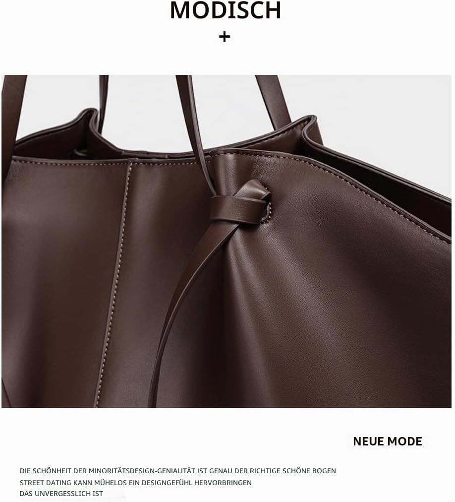 Generisch Women's Tote Bag, Shopper Bag, Large Shoulder Handbag with Removable Strap, Leather Tote Bag, Women's Brown, Shopper for College, School, Work, Travel, Shopping. – Bild 3