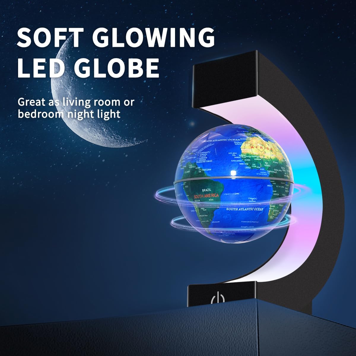 Magnetic Floating Globe Lamp with LED Lights, Cool Gadget C Frame Globe for Office, Home, Bookshelf, Desk Decor, Cool Gift for Men, Wife, Father, Husbands (Blue Globe 8.5 cm) – Bild 7
