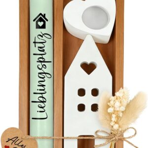 Housewarming Gift for New Home, Housewarming Gift with Candle, Candle Holder, Wooden Box, Dried Flowers, Decorative House, Housewarming Gifts, Housewarming Gift