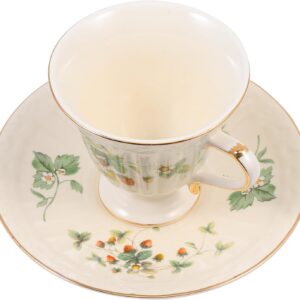 Hemobllo Ceramic Coffee Cups Set with Saucers Vintage Porcelain Mug Smooth Surface Robust Drinkware for Coffee and Tea Gift Set for Home and Cafe