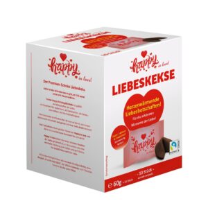 Happy Keks Chocolate Biscuits (Pack of 10) - Vegan, Lactose-free Love Messages Cookies - Perfect Romantic Gift for Couples & Partners - Valentine's Day Gift - Made in Germany