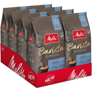 Melitta Barista Classic Espresso, Whole Coffee Beans 8 x 1 kg, Unground, Coffee Beans for Fully Automatic Coffee Machine, Strong Roast, Strength 5, in Tray