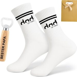 Scinzene Gift Father's Day Set for Dad, Men's Socks with Saying, Bottle Opener Wood Engraving, Gift Set Men's Birthday Idea, Funny Accessories for Father, Husband, Best Dad Gifts