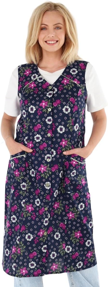 Button Gown Cotton Colourful Cooking Apron House Dress Apron Sleeveless