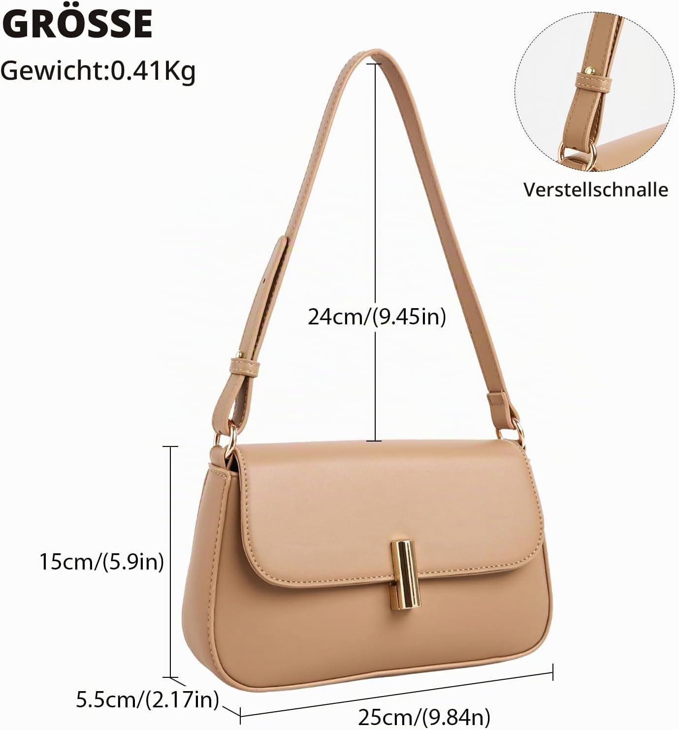 Travistar Handbag Women's Small Elegant Shoulder Bag Women's PU Leather Hobo Bag Y2k Bag with Zip for Teenage Girls – Bild 4
