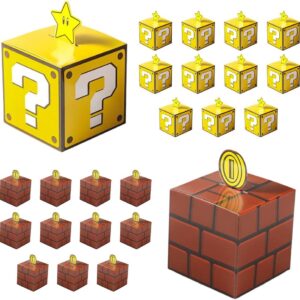 Mario Gift Box Birthday Children, Pack of 24 Game Treat Box, Party Boxes Gift Box for Wedding, Party, Children’s Birthday, Christmas Eve, Halloween (12 Yellow + 12 Brown)