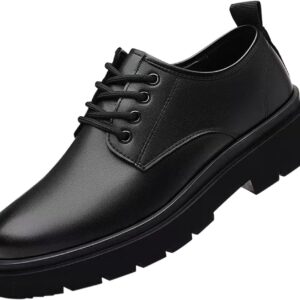 Elevator Shoes for Men Business Casual Leather Shoes with Thick Soles Wedding Shoes British Style Dress Shoes Men Lace Up Low Shoes Height Increasing Leather Shoes Formal Evening Shoes