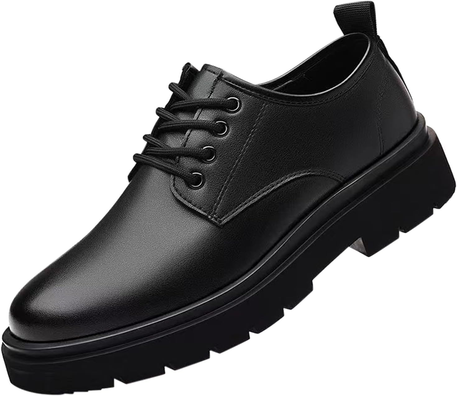 Elevator Shoes for Men Business Casual Leather Shoes with Thick Soles Wedding Shoes British Style Dress Shoes Men Lace Up Low Shoes Height Increasing Leather Shoes Formal Evening Shoes