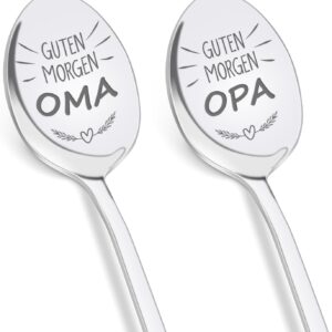 Grandma and Grandpa Gifts, Set of 2 Coffee Spoons with Engraving