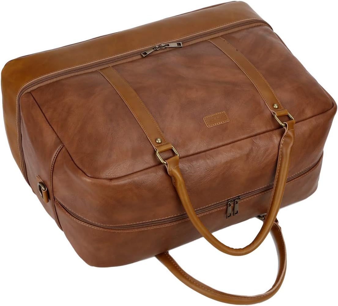 BAOSHA Large PU Leather Travel Bag Hand Luggage Travel Duffel Carry On Bag Weekender Bag with Shoe Compartment for Men & Men HB-38 – Bild 7