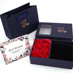 Rose Jewellery Gift Box, Jewellery Boxes for Ring, Earring, Necklace, Bracelet, Flower Jewellery Box for Valentine's Day, Mother's Day, Jewellery Gift Packaging