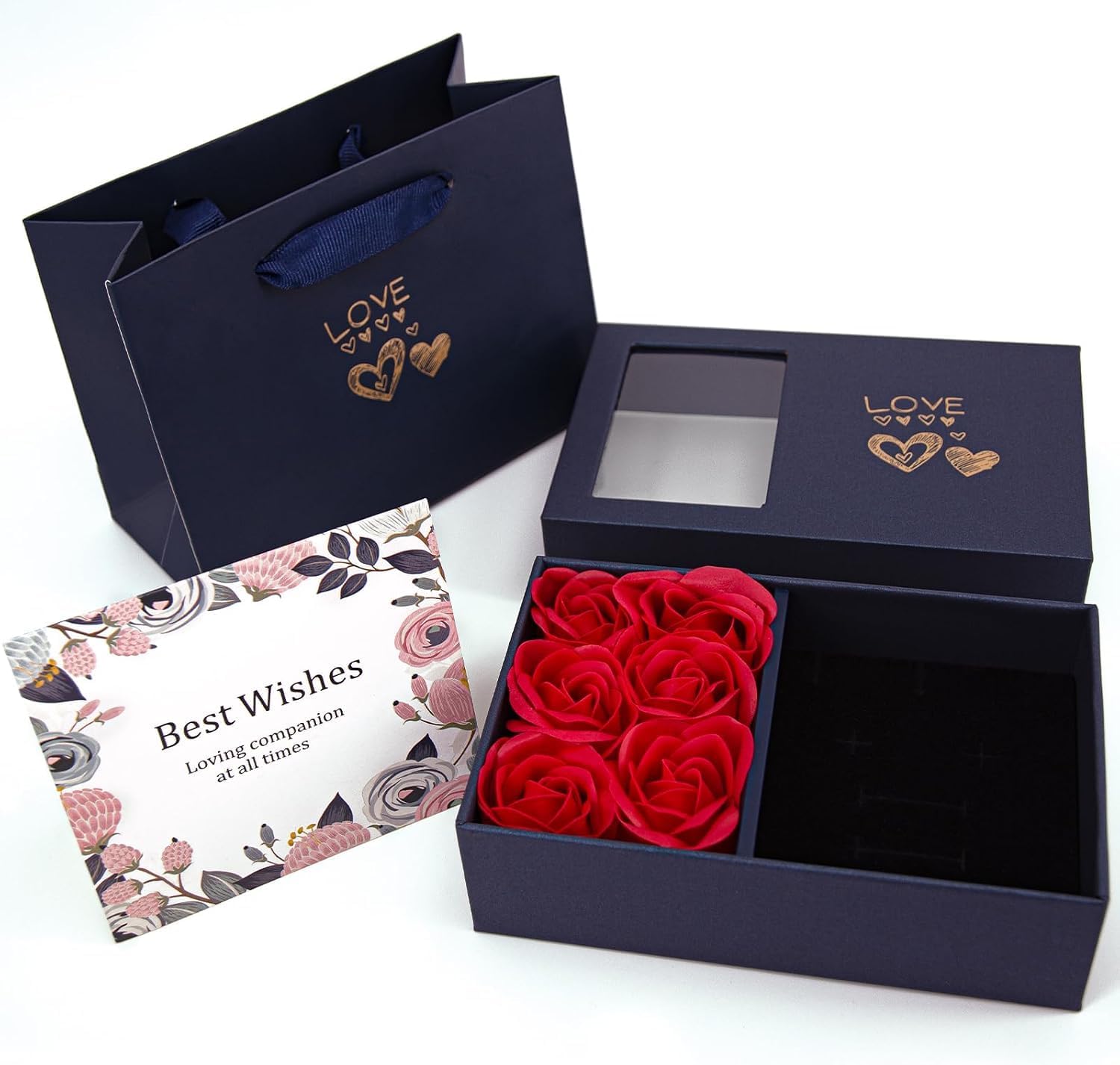 Rose Jewellery Gift Box, Jewellery Boxes for Ring, Earring, Necklace, Bracelet, Flower Jewellery Box for Valentine's Day, Mother's Day, Jewellery Gift Packaging