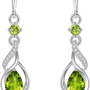 FANCIME 925 Sterling Silver Hanging Earrings Birthstone Jewellery Gifts for Women Girlfriend Wife Mother