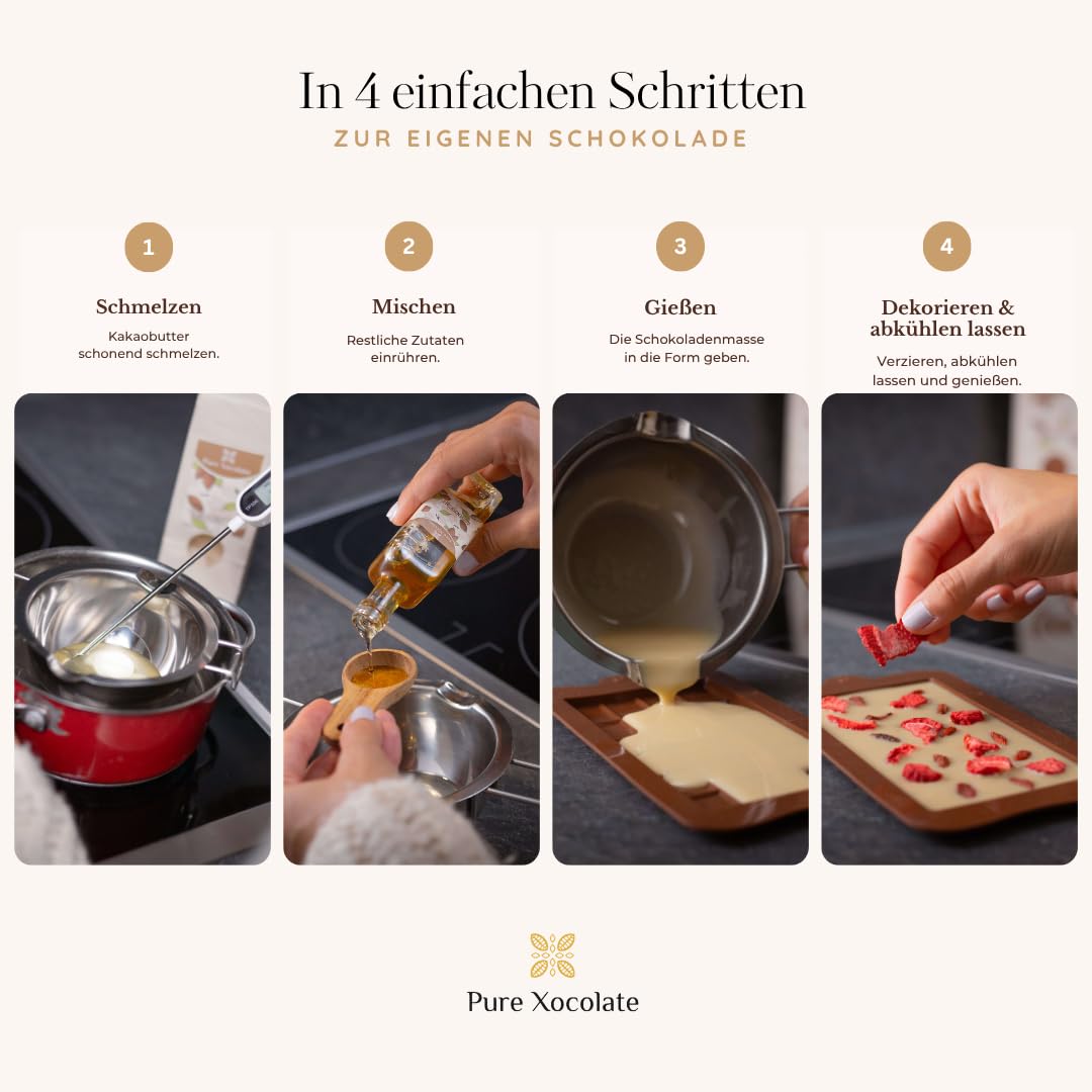 Pure Xocolate DIY Chocolate Kit - Make Your Own Chocolate Kit - Vegan, Lactose Free Alternative - Chocolate Gift Ideas for Children, Women & Men - Includes Silicone Mould and Recipes – Bild 5