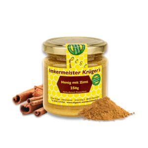 Allgäuer Wanderbeekeerei Krüger Honey with Cinnamon, 250 g, Real German Beekeeper Honey with Finest Ceylon Cinnamon, Regional Enjoyment, Finely Aromatic & Natural, Pesticide-free Production, Gift Idea