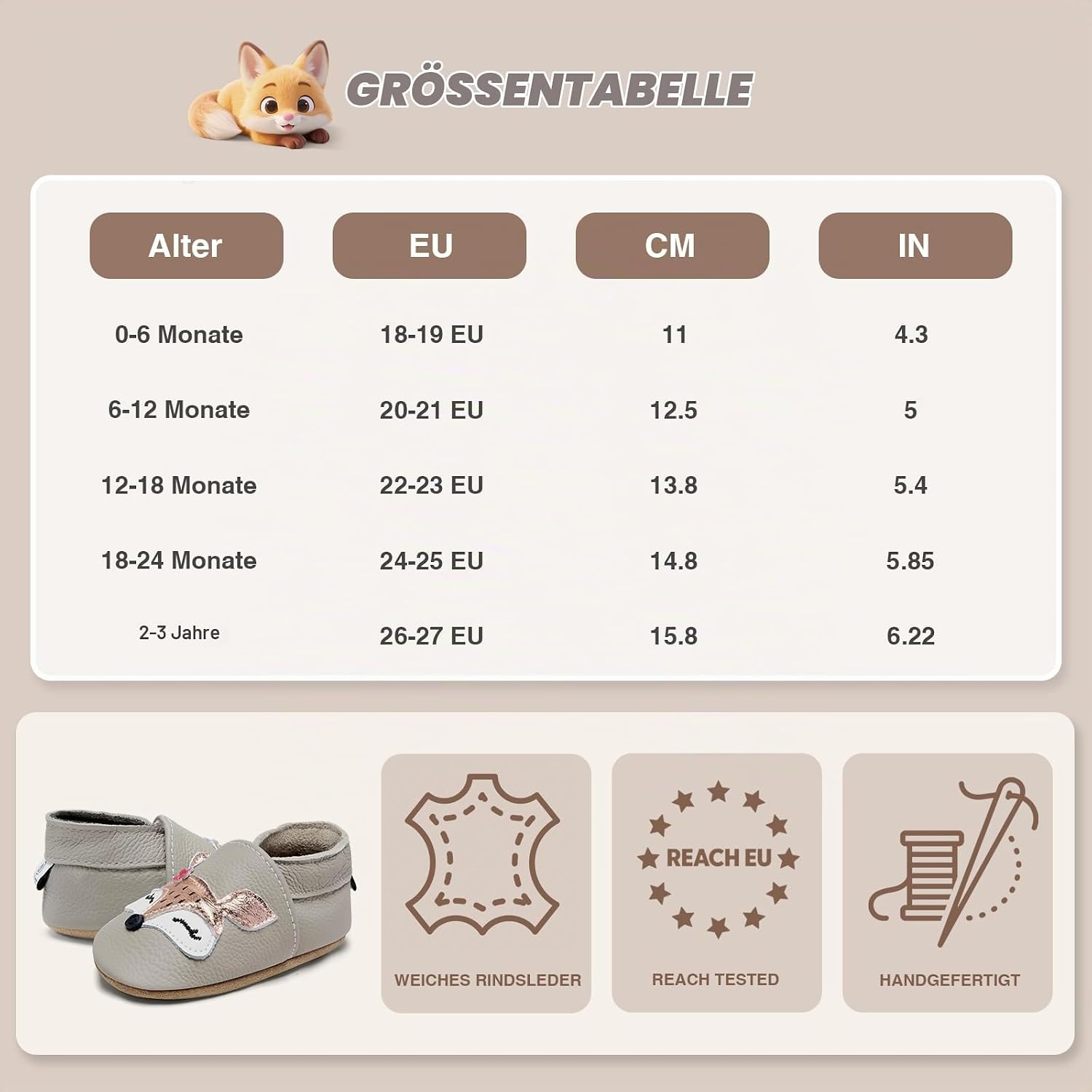 IceUnicorn Crawling Shoes Baby First Walking Shoes Boys Girls Soft Leather Baby Slippers Toddler Non-Slip Leather Shoes Baby – Bild 7