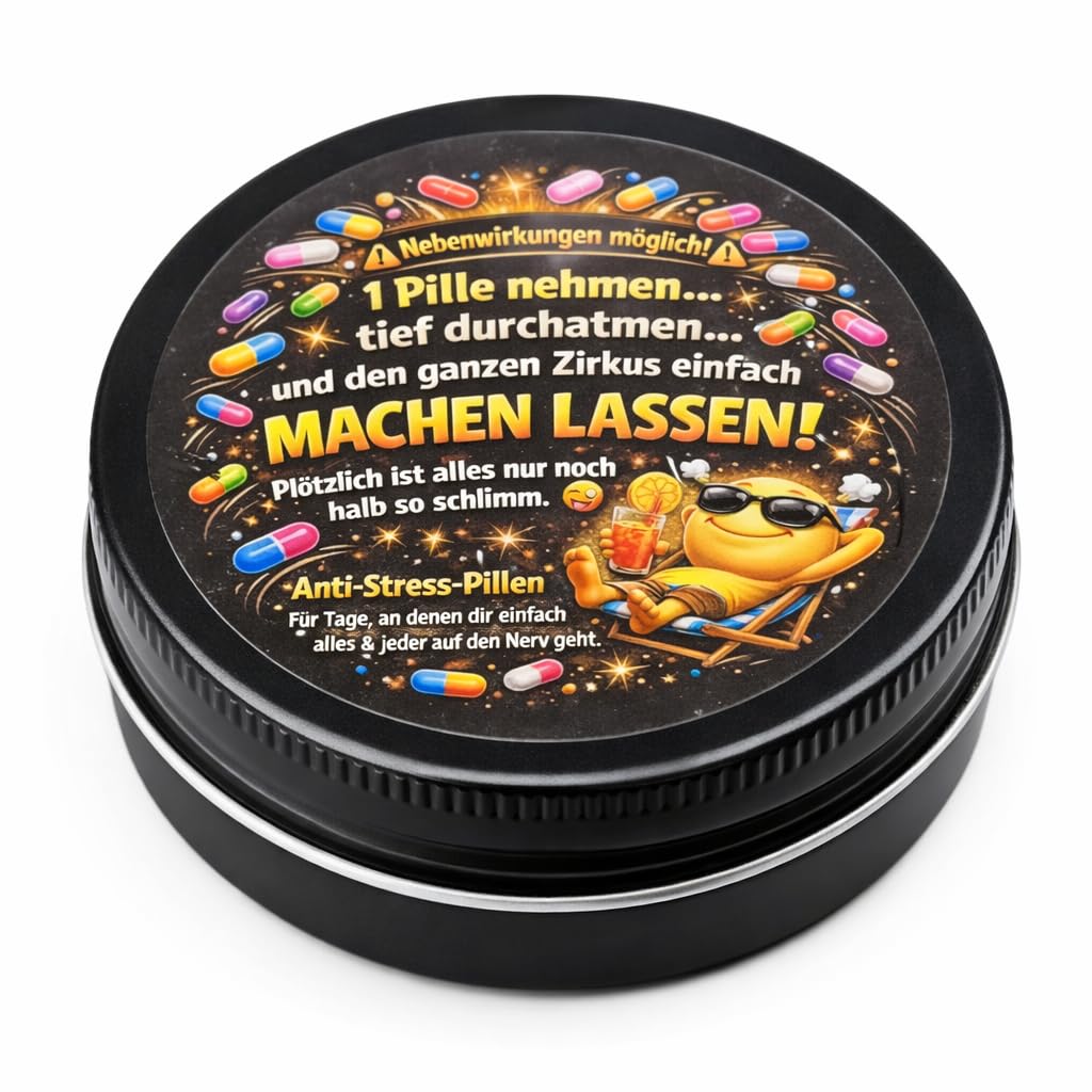 AnyCakes Anti-Stress Pills in a Tin Funny Gift Idea with Fruity Chew Sweets – Bild 3