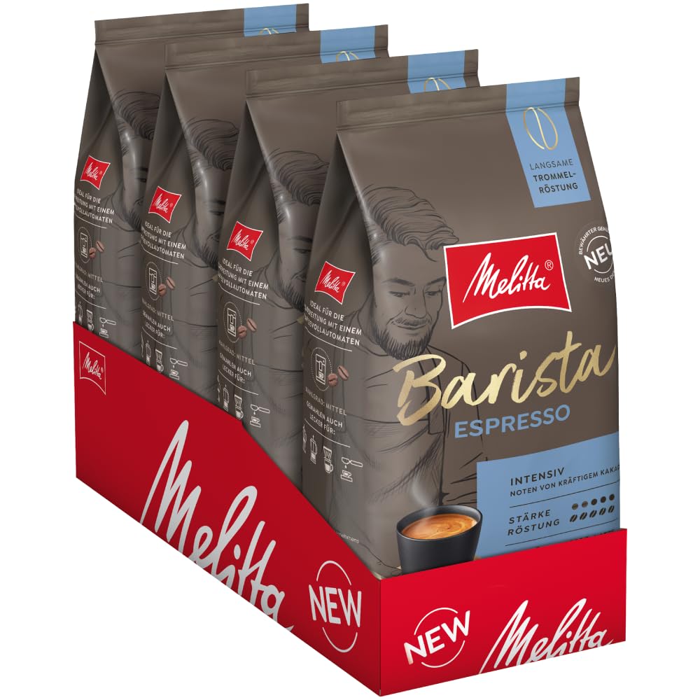 Melitta Barista Espresso, Coffee Beans, Strength 5/5, 4 x 1 kg
