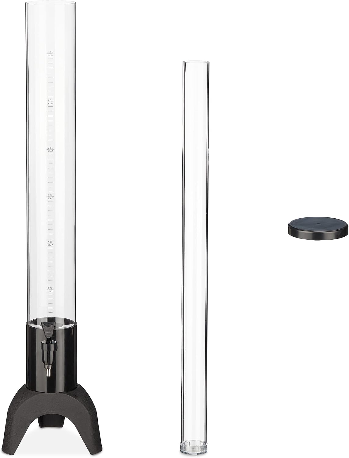 Relaxdays Beer column with tap, 2.5 L, drinks dispenser with cooling, beer tower garden, petrol pump, transparent/black – Bild 6