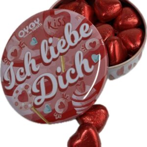 OYOY I Love You Gift Box Filled with Approx. 170 g Red Chocolate Hearts with Milk Cream Filling I Gift Set Chocolate Ideal for Valentine's Day or Love Gift I Love You Chocolate