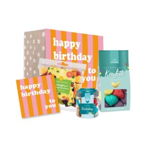 Birthday, Surprise & Little Delights | Birthday Joy for Family, Friends & Colleagues | with Sweet Fruit Gummies and Marshmallows | naschlabor Gift Box Happy Birthday to You