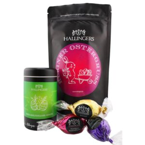Hallingers Genuss Manufaktur Delicatessen Easter Gift Set – Quality in a Wonder Bag "Little Easter Gr..." Small Easter Nest Chocolates Easter Eggs & Easter Curd Spice, Easter Basket for Women Girls