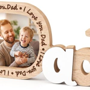 Wooden Picture Frame Dad Gifts from Daughter Son, Personalised Photo Frame for Father, Father’s Day, Birthday Gifts, Christmas, Table Decoration, Memory Gifts
