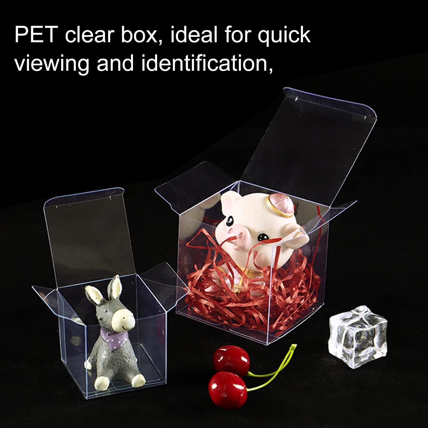 25 Pieces Transparent Gift Boxes Folding Plastic Candy Chocolate Gift Box Wedding Party Birthday Christmas (5 x 5 x 5 cm) – Bild 3