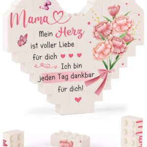 PRSTENLY Gifts for Mum, Mum Gift, Birthday Gift for Mum, Heart Shaped Plaque Decoration for Mum for Mother’s Day Birthday Christmas Valentine’s Day