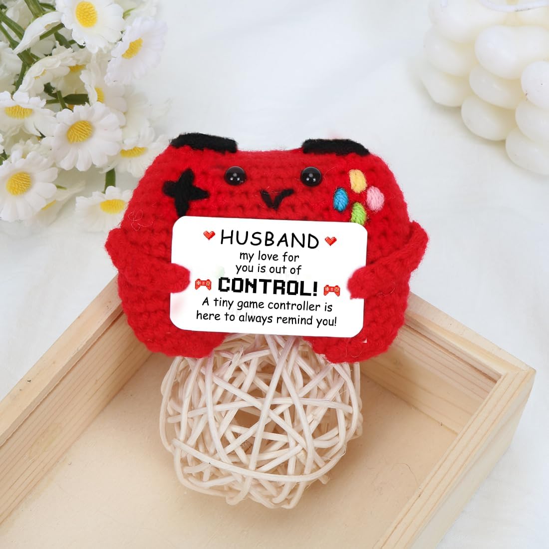 HUKUMA Crochet Game Controller, I Love You Gifts for Husband, Romantic Gift, Pocket Hug, Positive Game Controller, Plush, Funny Small Gift for Valentine's Day, Wedding, Anniversary – Bild 4