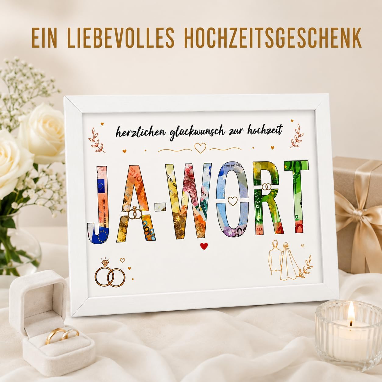 Frame Money Gift Wedding "JA-Word" Motif Decorative Stand – Bild 4