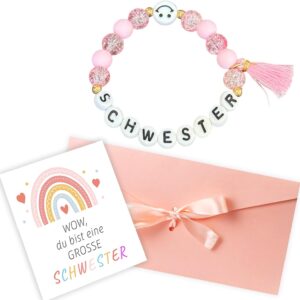Big Sister Gift Set, Includes Bracelet, Card and Envelope, Gift for Birth Girl, Siblings Gift, Big Sister Gift for Child Girls, Birthdays and Anniversaries