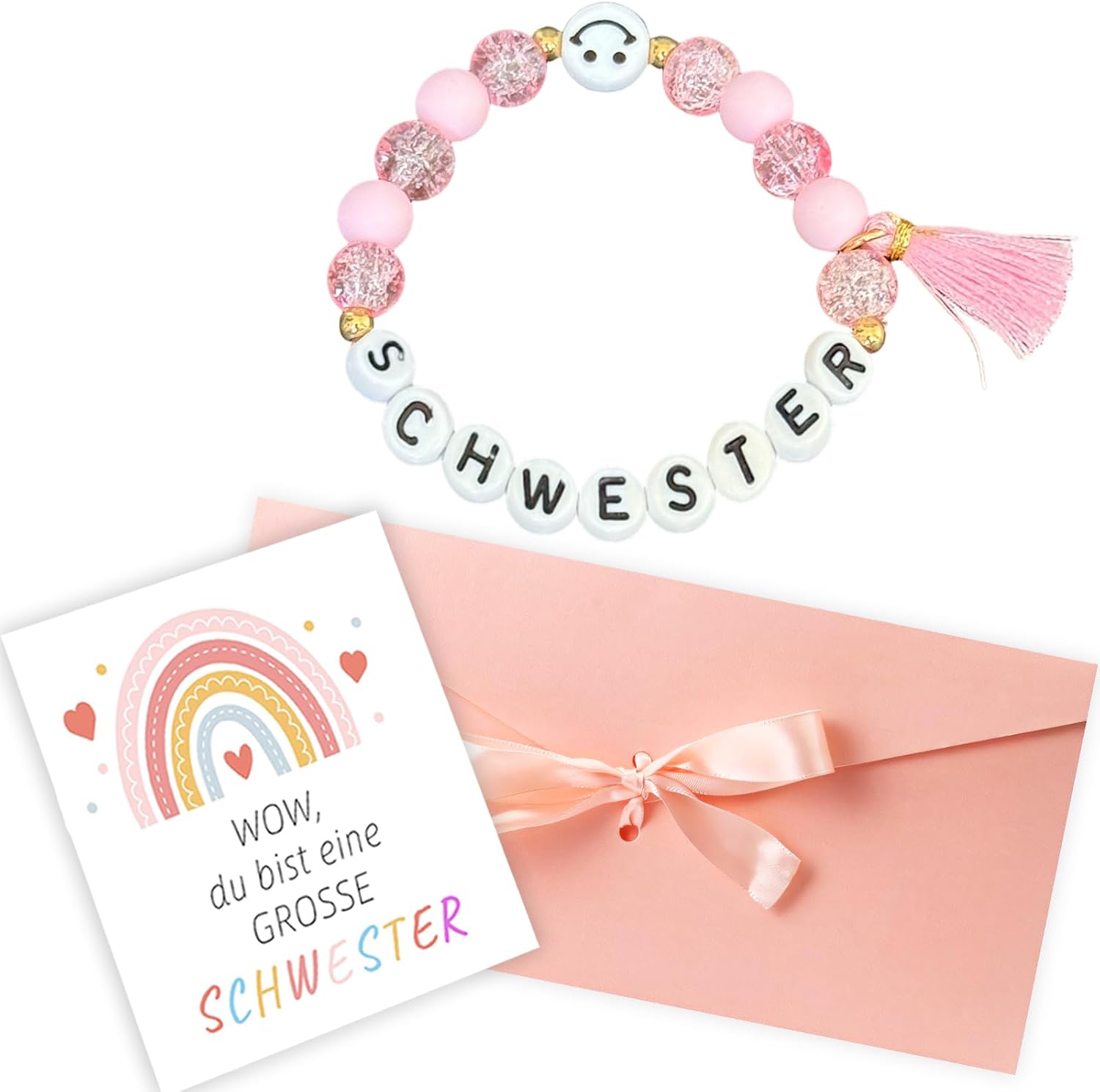 Big Sister Gift Set, Includes Bracelet, Card and Envelope, Gift for Birth Girl, Siblings Gift, Big Sister Gift for Child Girls, Birthdays and Anniversaries