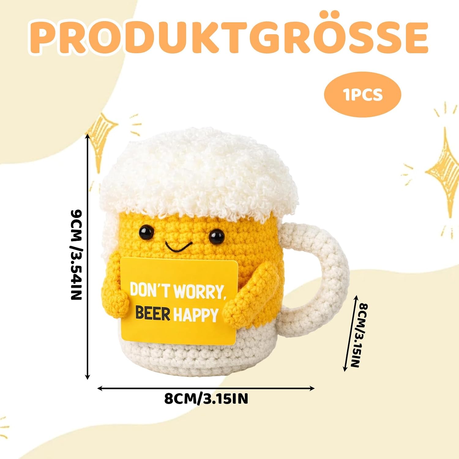 Beer Crocheted Cuddly Toys for Men, Funny Beer Gadgets Handmade Crochet, Positive Gifts Solace Gifts, Pocket Hug Stress Relief Gift – Bild 2