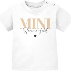 SpecialMe® Baby Short-Sleeved T-Shirt in Mini Me Style Personalised with Name of Choice Family Name Gift Idea Birth Christening Organic Cotton