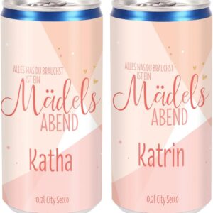 Herz & Heim City Secco Canned Champagne for Girls Night with Best Friend in Set with Name Print