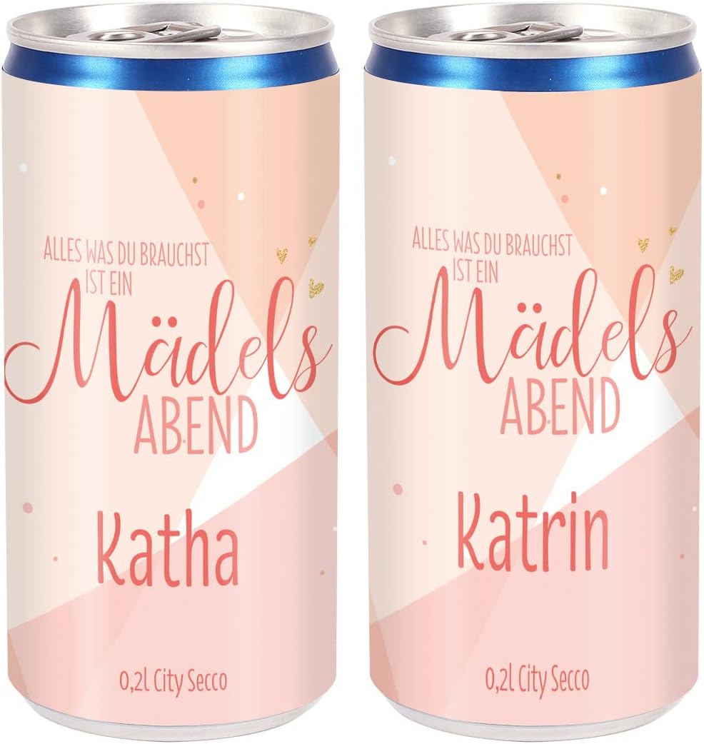 Herz & Heim City Secco Canned Champagne for Girls Night with Best Friend in Set with Name Print