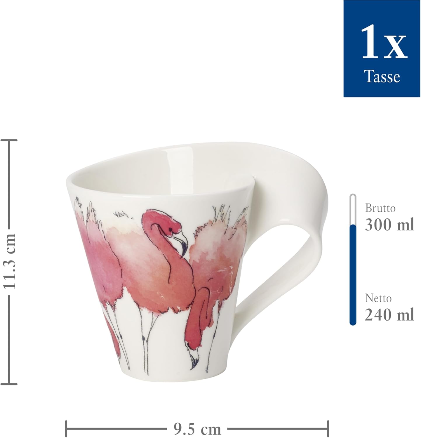 Villeroy & Boch NewWave Café Coffee Mug Flamingo, 300 ml, Height: 11 cm, Premium Porcelain, Pink/Multicolour – Bild 4