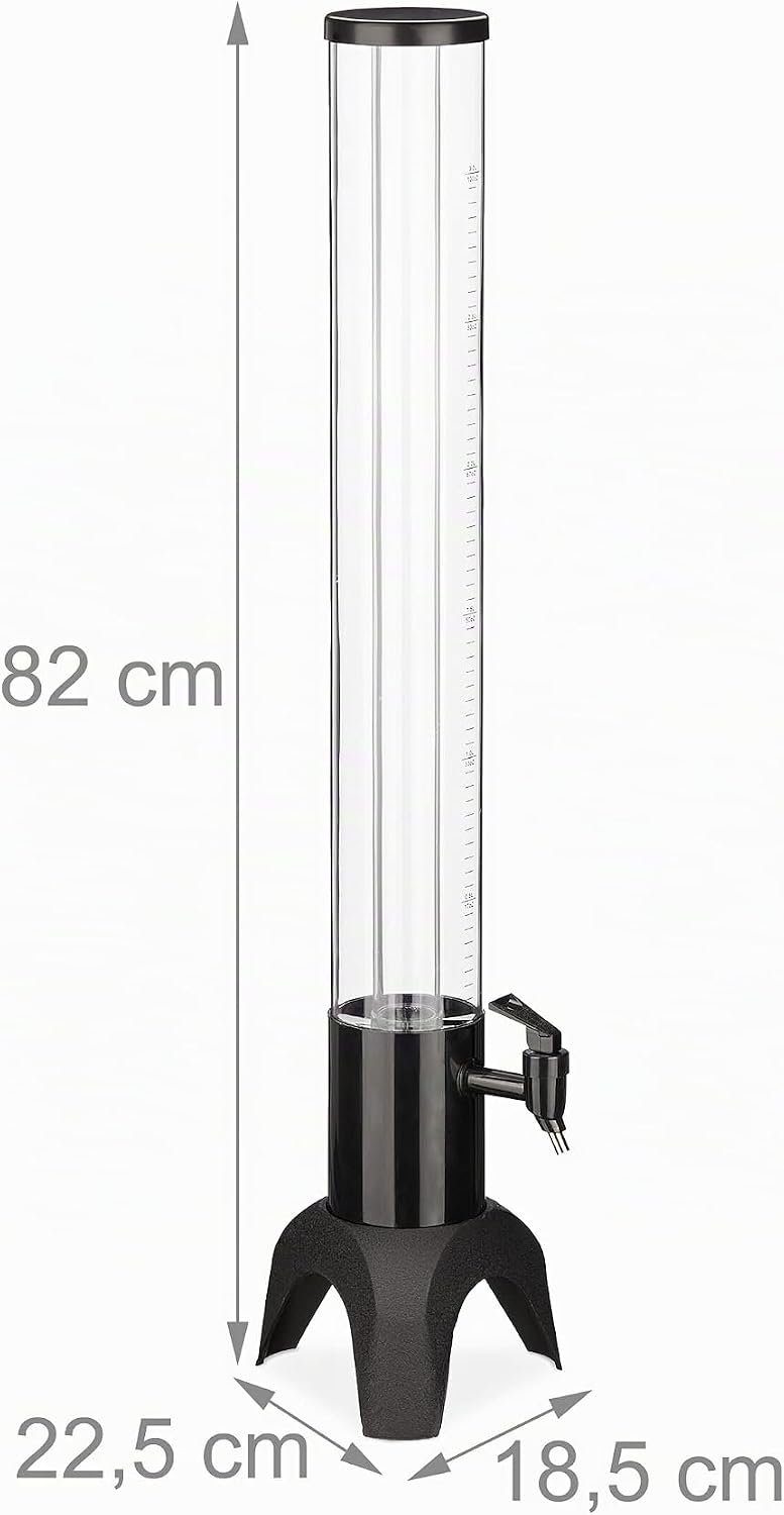 Relaxdays Beer column with tap, 2.5 L, drinks dispenser with cooling, beer tower garden, petrol pump, transparent/black – Bild 4