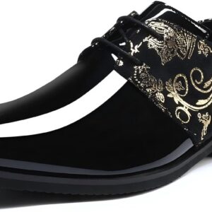 YFFUSHI Men’s Suit Shoes Paisley Jacquard Leather Shoes Business Wedding Evening Shoes Derby Tuxedo