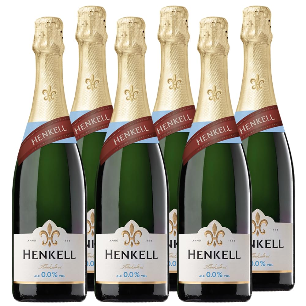 Henkell Alcohol-free 0.0 percent (6 x 0.75 l) - alcohol-free alternative to champagne, crémant, cava and sparkling wine, dry, fine-pearled, refreshing fruity and fresh taste, vegan