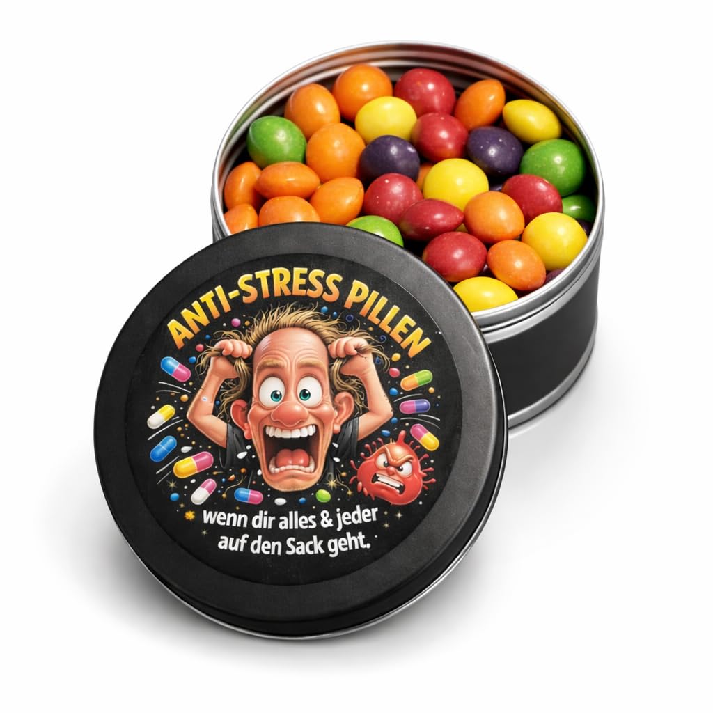 AnyCakes Anti-Stress Pills in a Tin Funny Gift Idea with Fruity Chew Sweets – Bild 2