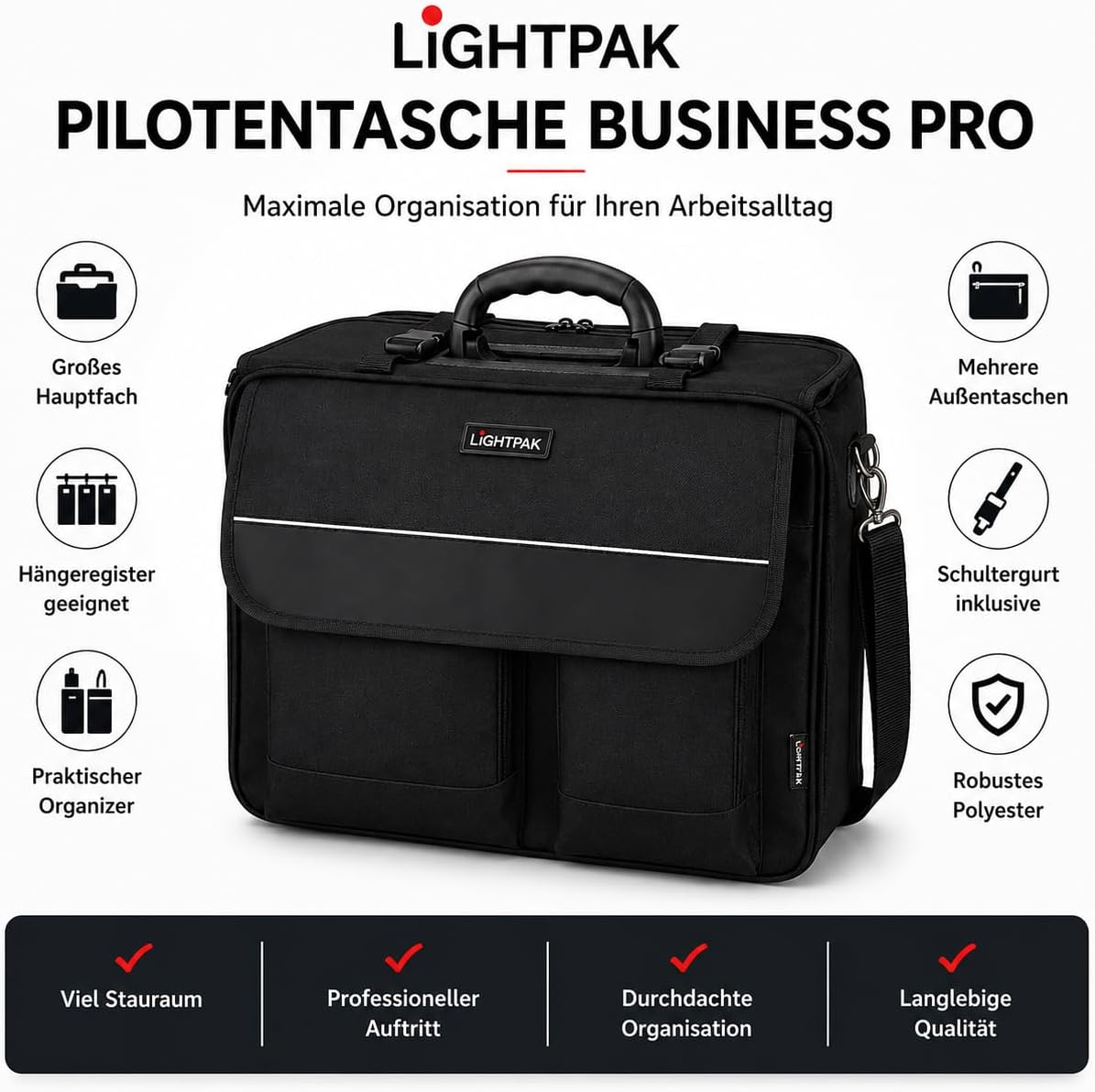 46008 THE FLIGHT - pilot case overnight, nylon, black – Bild 7