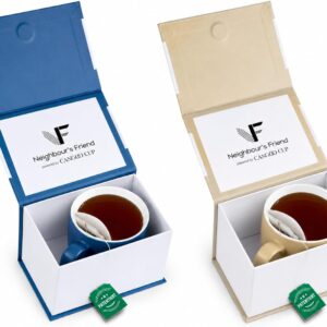 Neighbour's Friend Patented Tea Cup Blue Gift Box I Ceramic Mug Large 325 ml I Tea Mug Stoneware I Ceramic Mug for Tea I Dishwasher Safe Tea Cups I Modern Design for Tea Drinkers