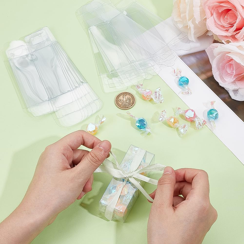 NBEADS Pack of 30 Transparent Plastic PVC Box, 3 x 3 x 8 cm, Transparent Rectangular Favour Gift Wrapping Boxes, Wedding Party Favour Boxes for Sweets, Biscuits, Cakes, Chocolates, Gift – Bild 4