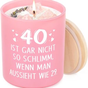 Craftique 40th Birthday Women, Decorative 10 oz Scented Candle with Wooden