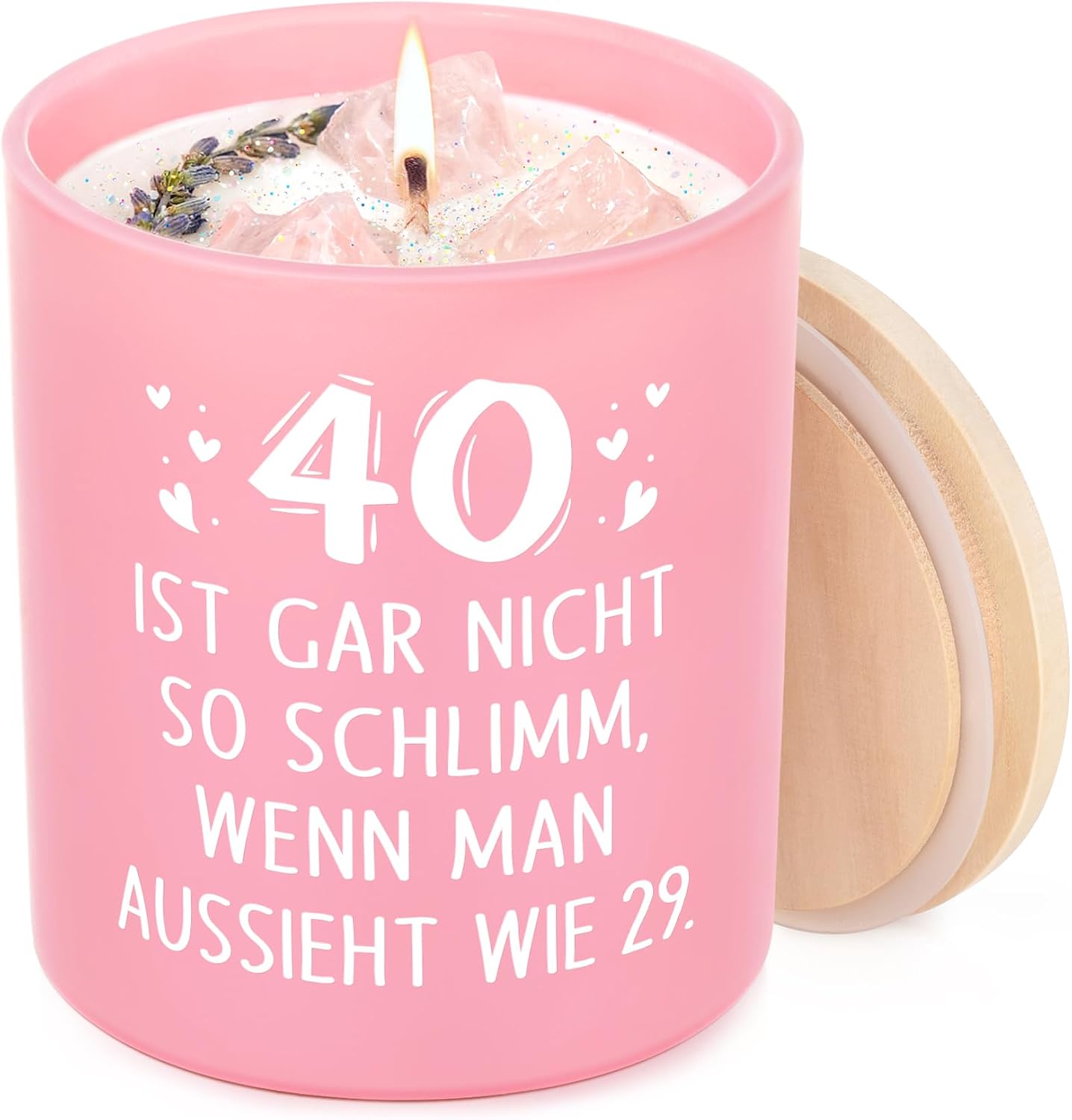Craftique 40th Birthday Women, Decorative 10 oz Scented Candle with Wooden