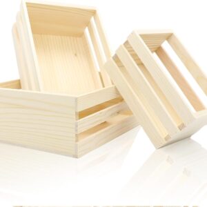 3 Pieces Wooden Box Small DIY Creative Gift Basket with 3 Sizes