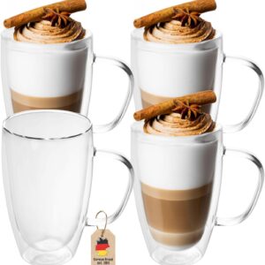 Intirilife Double-Walled Thermal Coffee Mug / Tea Mug, Glass